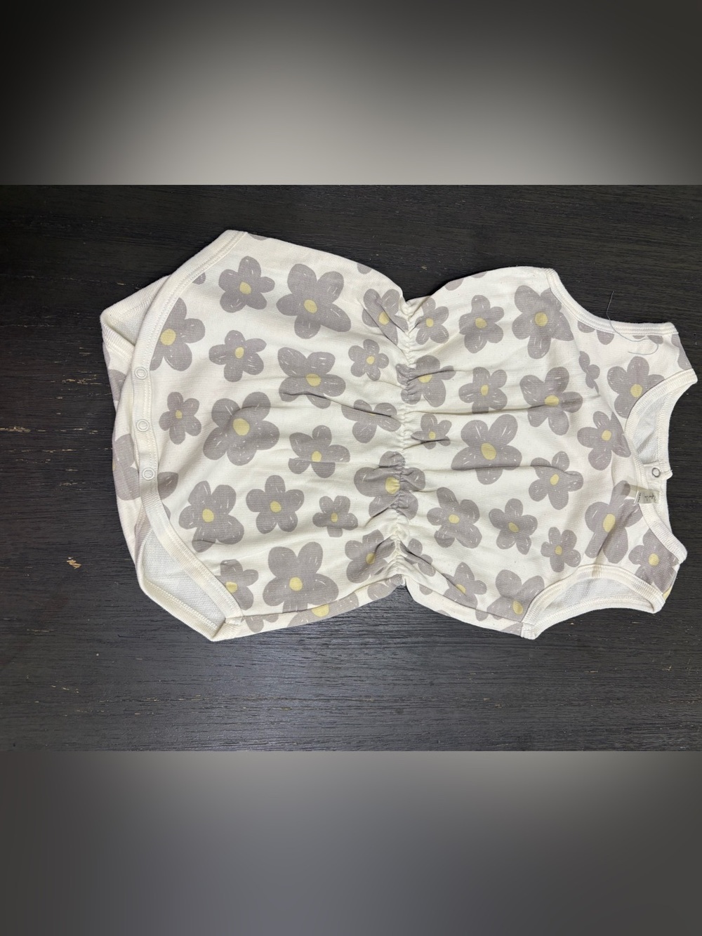 Rylee + Cru Floral Sleeveless Onesie in Gray and Yellow